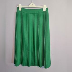 J. Crew green pleated midi skirt